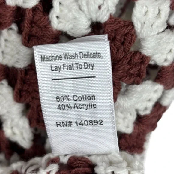 MARINE LAYER CELESTE HANDMADE CROCHET GRANNY SQUARE RETRO 70S UNLINED MINI DRESS - Picture 15 of 15